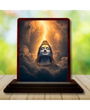 Car Desk/Table Top Lord Shiva Wooden Photo Stand â€“ 3x4 Inches, Compact & Stylish Spiritual Display For Car, Home & Office (Pack Of 1) (F14624)