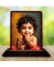 Car Desk/Table Top Lord Murugan Wooden Photo Stand â€“ 3x4 Inches, Compact & Stylish Spiritual Display For Car, Home & Office (Pack Of 1) (F14508)