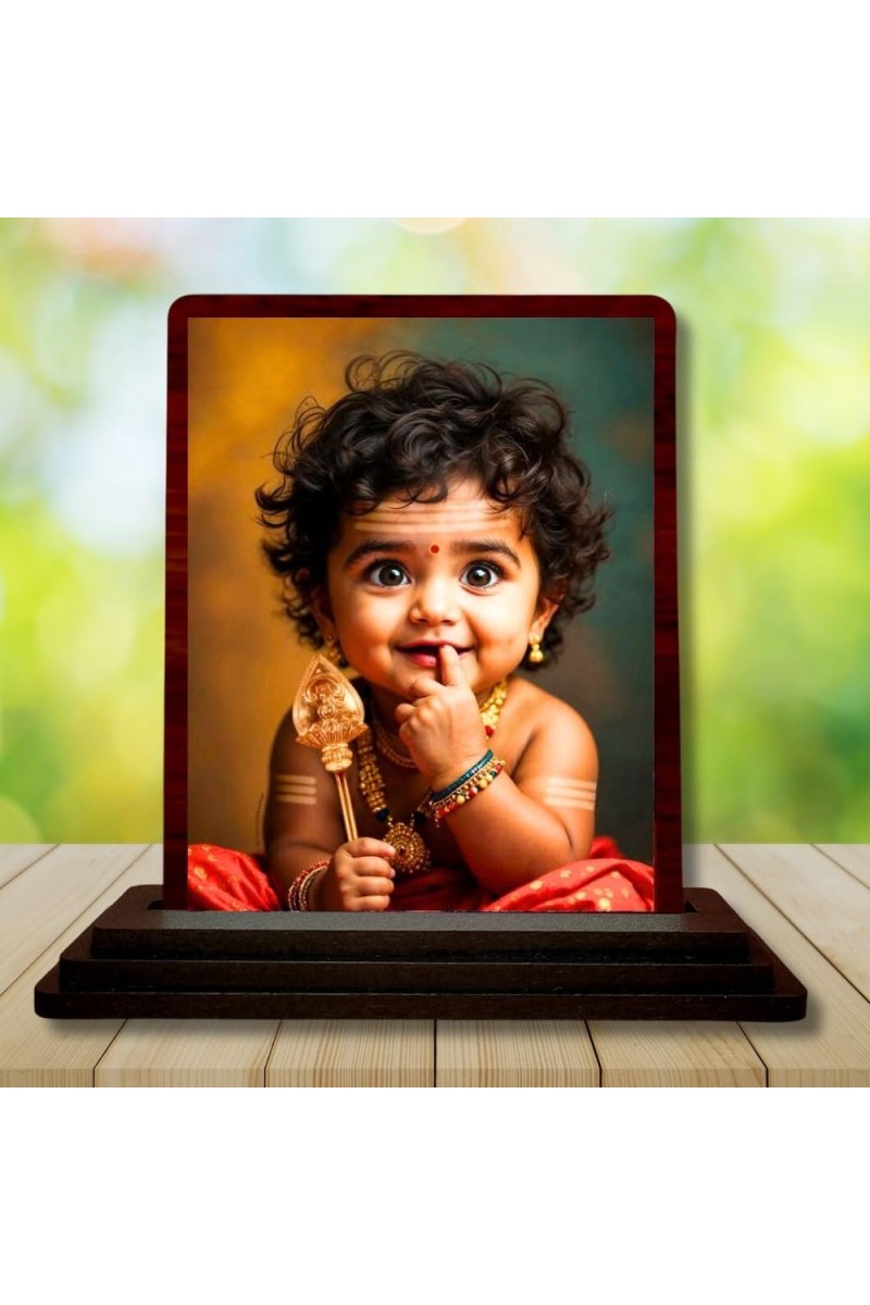 Car Desk/Table Top Lord Murugan Wooden Photo Stand â€“ 3x4 Inches, Compact & Stylish Spiritual Display For Car, Home & Office (Pack Of 1) (F14508)