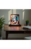 Car Desk/Table Top Lord Krishna Wooden Photo Stand 3x4 Inches, Compact & Stylish Spiritual Display For Car, Home & Office (Pack Of 1) (F14473)