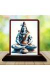 Car Desk/Table Top Lord Shiva Wooden Photo Stand â€“ 3x4 Inches, Compact & Stylish Spiritual Display For Car, Home & Office (Pack Of 1) (F14630)