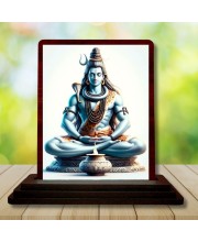 Car Desk/Table Top Lord Shiva Wooden Photo Stand â€“ 3x4 Inches, Compact & Stylish Spiritual Display For Car, Home & Office (Pack Of 1) (F14630)