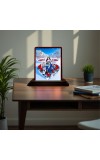 Car Desk/Table Top Goddess Durga Matha Wooden Photo Stand 3x4 Inches, Compact & Stylish Spiritual Display For Car, Home & Office (Pack Of 1) (F14418)