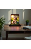 Car Desk/Table Top Lord Krishna Wooden Photo Stand 3x4 Inches, Compact & Stylish Spiritual Display For Car, Home & Office (Pack Of 1) (F14487)