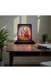 Car Desk/Table Top Lord Vishnu Lakshmi Wooden Photo Stand 3x4 Inches, Compact & Stylish Spiritual Display For Car, Home & Office (Pack Of 1) (F14560)