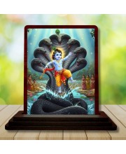 Car Desk/Table Top Lord Krishna Wooden Photo Stand â€“ 3x4 Inches, Compact & Stylish Spiritual Display For Car, Home & Office (Pack Of 1) (F14398)