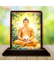 Car Desk/Table Top Lord Buddha Wooden Photo Stand â€“ 3x4 Inches, Compact & Stylish Spiritual Display For Car, Home & Office (Pack Of 1) (F14440)