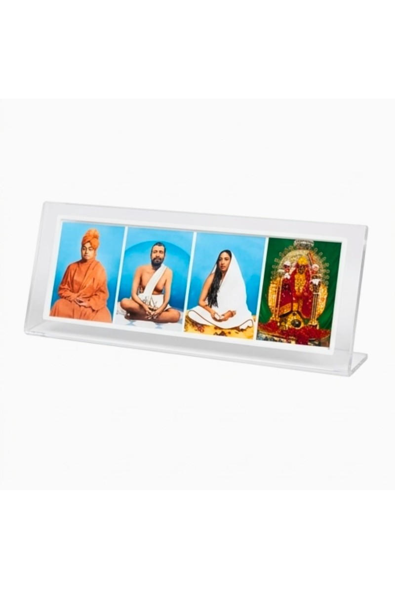 Acrylic Table Photo Stand for Desk,Sri Ramkrishna. Devi sarada ma. Swami vivekananda, Maa kaali Spiritual Photo Frame Stand, Multi Image Display Holder, Transparent Desk Decor for Home, Office & Pooja Room.