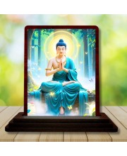 Car Desk/Table Top Lord Buddha Wooden Photo Stand â€“ 3x4 Inches, Compact & Stylish Spiritual Display For Car, Home & Office (Pack Of 1) (F14423)