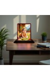 Car Desk/Table Top Lord Krishna Wooden Photo Stand 3x4 Inches, Compact & Stylish Spiritual Display For Car, Home & Office (Pack Of 1) (F14591)