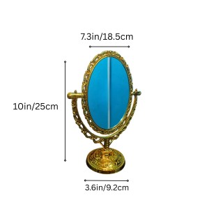 Vintage Oval Tabletop Mirror with Ornate Golden Frame – Classic Decorative Vanity Mirror, Rotating Double-Sided Design for Makeup & Dressing Vintage Oval Tabletop Mirror with Ornate Golden Frame – Classic Decorative Vanity Mirror, Rotating Double-Sided Design for Makeup & Dressing