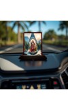 Car Desk/Table Top Goddess Durga Wooden Photo Stand 3x4 Inches, Compact & Stylish Spiritual Display For Car, Home & Office (Pack Of 1) (F14426)