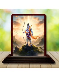 Car Desk/Table Top Lord Rama Wooden Photo Stand 3x4 Inches, Compact & Stylish Spiritual Display For Car, Home & Office (Pack Of 1) (F14408)