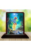 Car Desk/Table Top Lord Krishna Wooden Photo Stand â€“ 3x4 Inches, Compact & Stylish Spiritual Display For Car, Home & Office (Pack Of 1) (F14479)