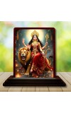Car Desk/Table Top Goddess Durga Wooden Photo Stand â€“ 3x4 Inches, Compact & Stylish Spiritual Display For Car, Home & Office (Pack Of 1) (F14427)