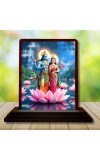 Car Desk/Table Top Lord Vishnu And Lakshmi Wooden Photo Stand â€“ 3x4 Inches, Compact & Stylish Spiritual Display For Car, Home & Office (Pack Of 1) (F14603)