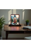 Car Desk/Table Top Goddess Durga Wooden Photo Stand 3x4 Inches, Compact & Stylish Spiritual Display For Car, Home & Office (Pack Of 1) (F14426)