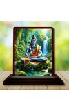 Car Desk/Table Top Lord Shiva Wooden Photo Stand â€“ 3x4 Inches, Compact & Stylish Spiritual Display For Car, Home & Office (Pack Of 1) (F14453)