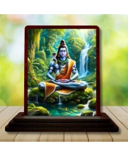 Car Desk/Table Top Lord Shiva Wooden Photo Stand â€“ 3x4 Inches, Compact & Stylish Spiritual Display For Car, Home & Office (Pack Of 1) (F14453)