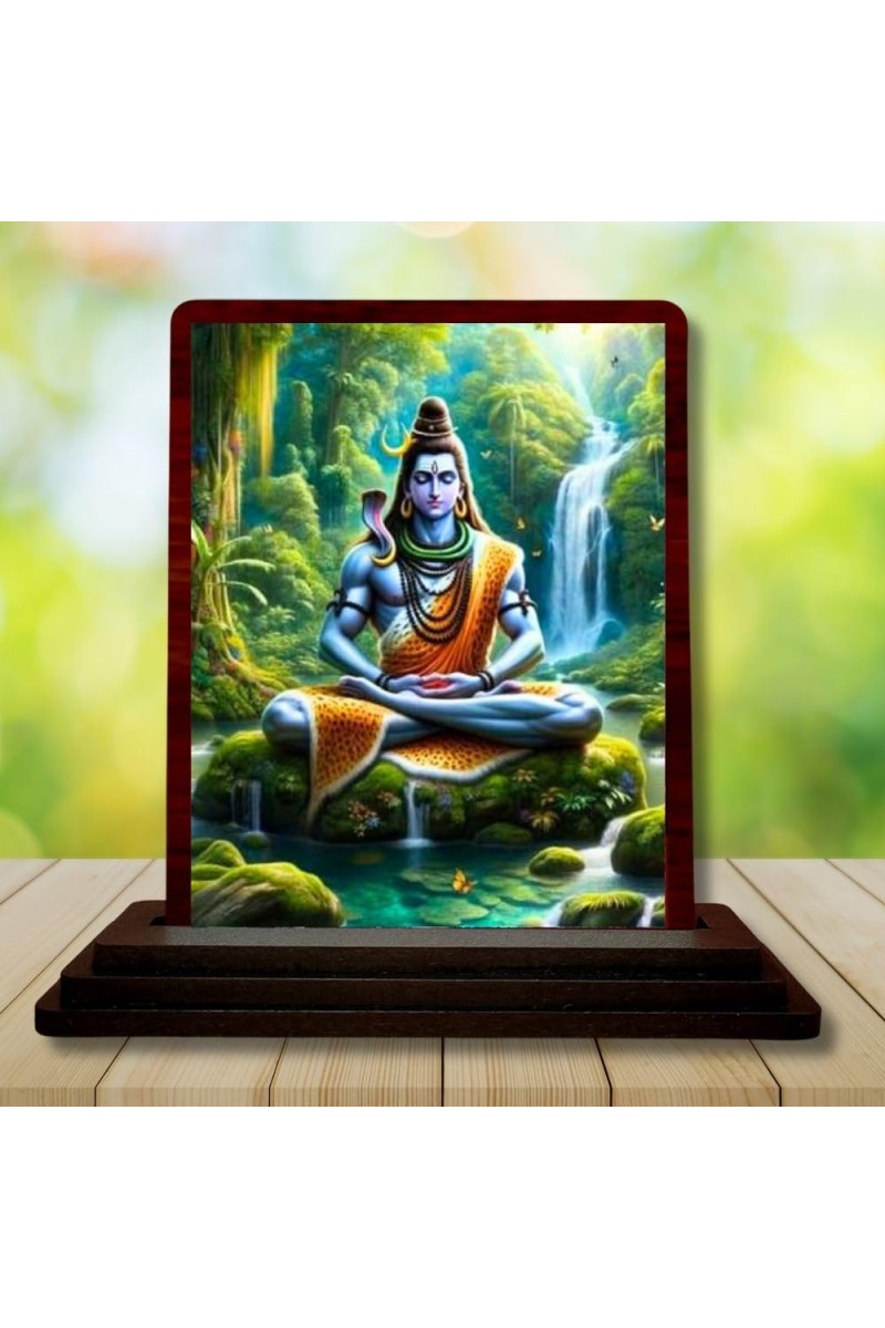 Car Desk/Table Top Lord Shiva Wooden Photo Stand â€“ 3x4 Inches, Compact & Stylish Spiritual Display For Car, Home & Office (Pack Of 1) (F14453)