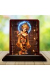 Car Desk/Table Top Lord Krishna Wooden Photo Stand â€“ 3x4 Inches, Compact & Stylish Spiritual Display For Car, Home & Office (Pack Of 1) (F14387)