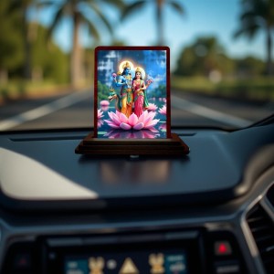 Car Desk/Table Top Lord Vishnu And Lakshmi Wooden Photo Stand 3x4 Inches, Compact & Stylish Spiritual Display For Car, Home & Office (Pack Of 1) (F14603) Car Desk/Table Top Lord Vishnu And Lakshmi Wooden Photo Stand 3x4 Inches, Compact & Stylish Spiritual Display For Car, Home & Office (Pack Of 1) (F14603)