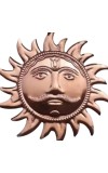 HiTechMart Copper Surya Wall Hanging | Decorative Sun Face for Home Entrance, Vastu, Puja Room & Positive Energy | Antique Finish Metal Sun God Sculpture with Hook (4 Inch)