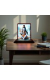 Car Desk/Table Top Lord Shiva Wooden Photo Stand 3x4 Inches, Compact & Stylish Spiritual Display For Car, Home & Office (Pack Of 1) (F14397)