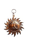 HiTechMart Copper Surya Wall Hanging | Decorative Sun Face for Home Entrance, Vastu, Puja Room & Positive Energy | Antique Finish Metal Sun God Sculpture with Hook (4 Inch)