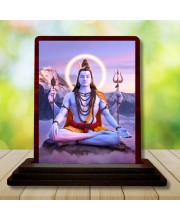 Car Desk/Table Top Lord Shiva Wooden Photo Stand â€“ 3x4 Inches, Compact & Stylish Spiritual Display For Car, Home & Office (Pack Of 1) (F14478)