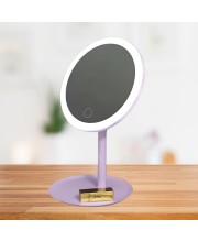 HiTechMart LED Lighted Makeup Mirror – Touch Control, Dimmable Vanity Mirror with Adjustable Stand, 360° Rotation, Rechargeable & Portable for Beauty, Skincare & Grooming