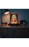 Car Desk/Table Top Lord Vishnu And Lakshmi Wooden Photo Stand 3x4 Inches, Compact & Stylish Spiritual Display For Car, Home & Office (Pack Of 1) (F14610)