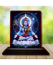 Car Desk/Table Top Lord Shiva Wooden Photo Stand â€“ 3x4 Inches, Compact & Stylish Spiritual Display For Car, Home & Office (Pack Of 1) (F14420)