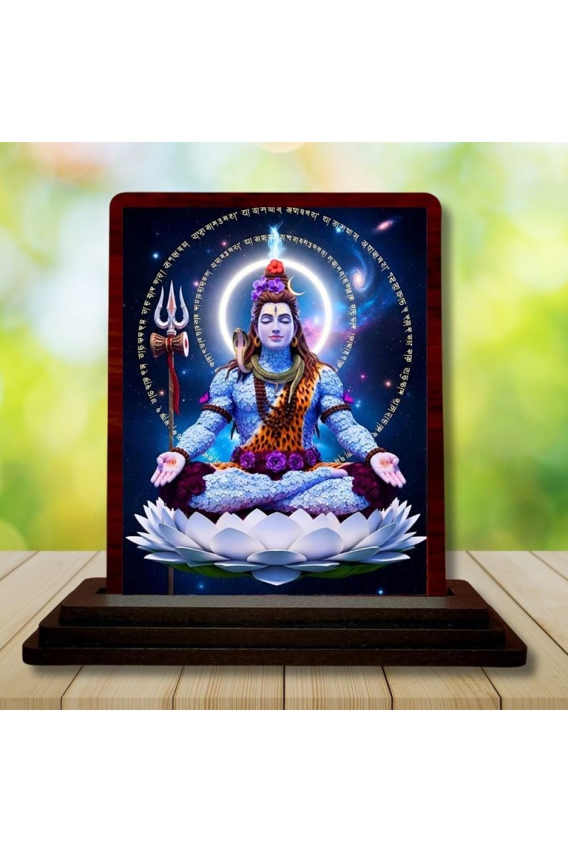 Car Desk/Table Top Lord Shiva Wooden Photo Stand â€“ 3x4 Inches, Compact & Stylish Spiritual Display For Car, Home & Office (Pack Of 1) (F14420)