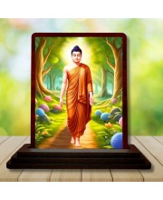 Car Desk/Table Top God Buddha Wooden Photo Stand â€“ 3x4 Inches, Compact & Stylish Spiritual Display For Car, Home & Office (Pack Of 1) (F14570)