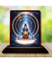 Car Desk/Table Top Lord Shiva Wooden Photo Stand â€“ 3x4 Inches, Compact & Stylish Spiritual Display For Car, Home & Office (Pack Of 1) (F14378)