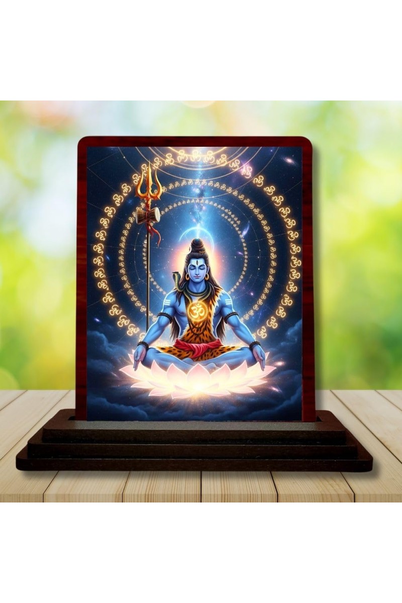 Car Desk/Table Top Lord Shiva Wooden Photo Stand â€“ 3x4 Inches, Compact & Stylish Spiritual Display For Car, Home & Office (Pack Of 1) (F14378)