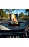Car Desk/Table Top Lord Shiva Wooden Photo Stand 3x4 Inches, Compact & Stylish Spiritual Display For Car, Home & Office (Pack Of 1) (F14626)