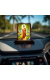 Car Desk/Table Top God Buddha Wooden Photo Stand 3x4 Inches, Compact & Stylish Spiritual Display For Car, Home & Office (Pack Of 1) (F14570)