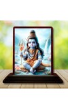 Car Desk/Table Top Lord Shiva Wooden Photo Stand â€“ 3x4 Inches, Compact & Stylish Spiritual Display For Car, Home & Office (Pack Of 1) (F14397)