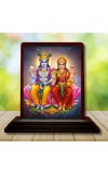 Car Desk/Table Top Lord Vishnu Lakshmi Wooden Photo Stand â€“ 3x4 Inches, Compact & Stylish Spiritual Display For Car, Home & Office (Pack Of 1) (F14560)