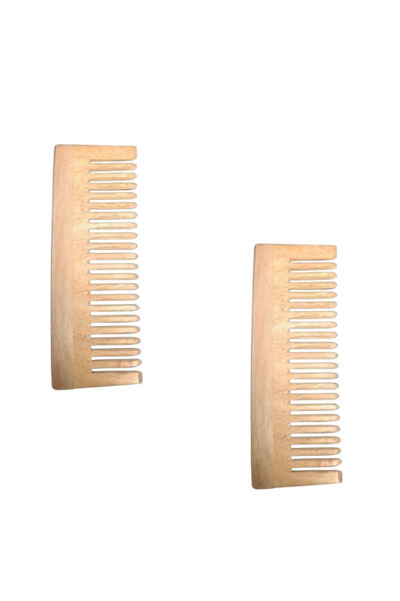 Premium Natural Wooden Hair Comb – Wide Tooth Detangling Comb – Anti-Static & Frizz Control – Gentle Scalp Massage for All Hair Types (Set of 2)