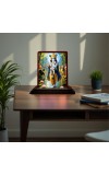 Car Desk/Table Top Lord Krishna Wooden Photo Stand 3x4 Inches, Compact & Stylish Spiritual Display For Car, Home & Office (Pack Of 1) (F14409)