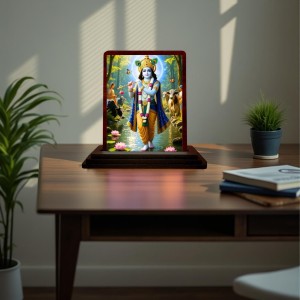 Car Desk/Table Top Lord Krishna Wooden Photo Stand 3x4 Inches, Compact & Stylish Spiritual Display For Car, Home & Office (Pack Of 1) (F14409) Car Desk/Table Top Lord Krishna Wooden Photo Stand 3x4 Inches, Compact & Stylish Spiritual Display For Car, Home & Office (Pack Of 1) (F14409)