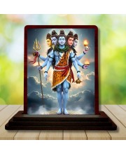 Car Desk/Table Top Lord Shiva Wooden Photo Stand â€“ 3x4 Inches, Compact & Stylish Spiritual Display For Car, Home & Office (Pack Of 1) (F14573)