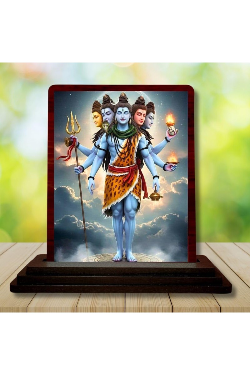 Car Desk/Table Top Lord Shiva Wooden Photo Stand â€“ 3x4 Inches, Compact & Stylish Spiritual Display For Car, Home & Office (Pack Of 1) (F14573)