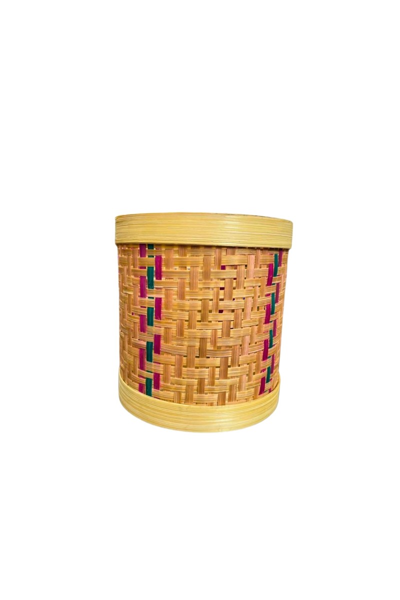 Handcrafted Bamboo Box | Woven Round Storage Container for Home, Kitchen & Décor | Natural Eco-Friendly Bamboo Craft Box