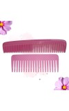 Hi Tech Sales Green Dressing Hair Comb & Wide Tooth Shampoo Comb for Men & Women | Pack of 2 (Pink)