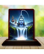 Car Desk/Table Top Lord Shiva Wooden Photo Stand â€“ 3x4 Inches, Compact & Stylish Spiritual Display For Car, Home & Office (Pack Of 1) (F14627)