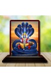 Car Desk/Table Top Lord Vishnu Wooden Photo Stand â€“ 3x4 Inches, Compact & Stylish Spiritual Display For Car, Home & Office (Pack Of 1) (F14419)